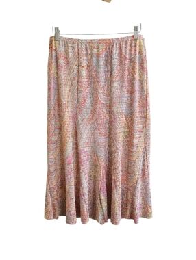 VTG Pleat Pleat By Rafael Boho Colorful Summer Accordian Midi Skirt. Size Large